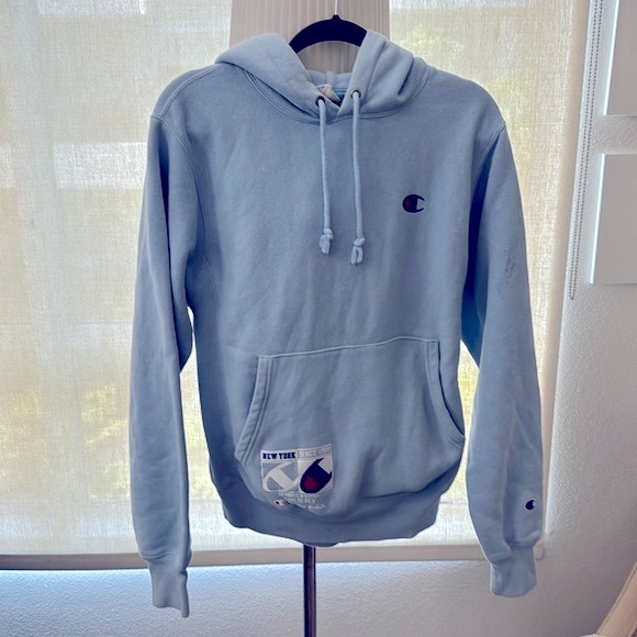Champion EUC Reverse Weave Baby Blue Sweat Shirt Hoodie - Picture 1 of 16